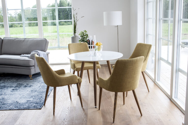 Polar – Table à manger ronde – Naturel, Blanc – ⌀90 cm