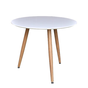 Polar – Table à manger ronde – Naturel, Blanc – ⌀90 cm