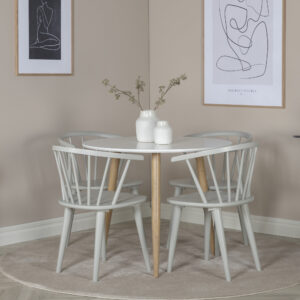 Polar – Table à manger ronde – Naturel, Blanc – ⌀90 cm