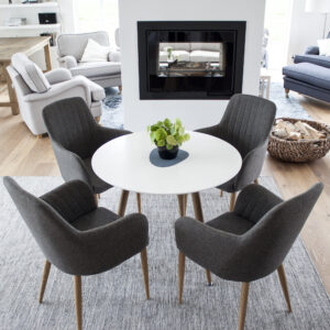 Polar – Table à manger ronde – Naturel, Blanc – ⌀90 cm