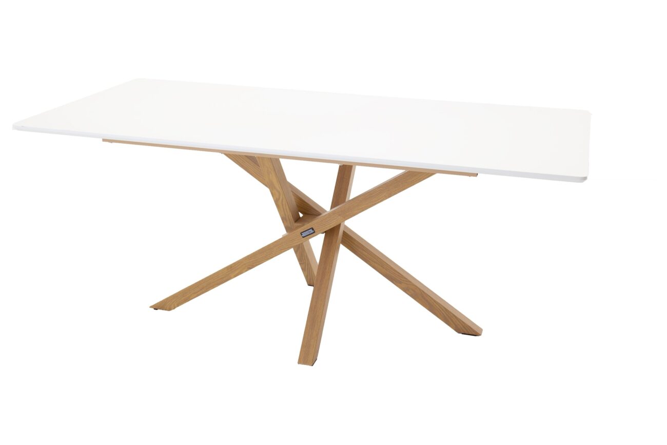 Piazza – Table à manger rectangulaire – Naturel, Blanc – 180 x 90 cm