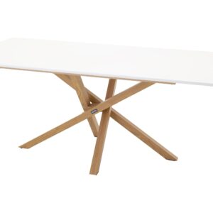 Piazza – Table à manger rectangulaire – Naturel, Blanc – 180 x 90 cm