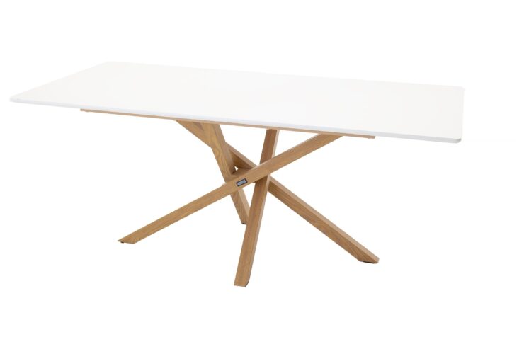 Piazza – Table à manger rectangulaire – Naturel, Blanc – 180 x 90 cm