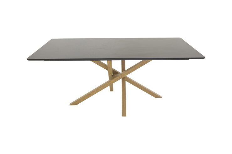 Piazza – Table à manger rectangulaire – Naturel, Blanc, Noir – 180 x 90 cm