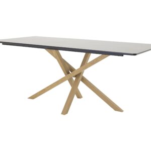Piazza – Table à manger rectangulaire – Naturel, Blanc, Noir – 180 x 90 cm