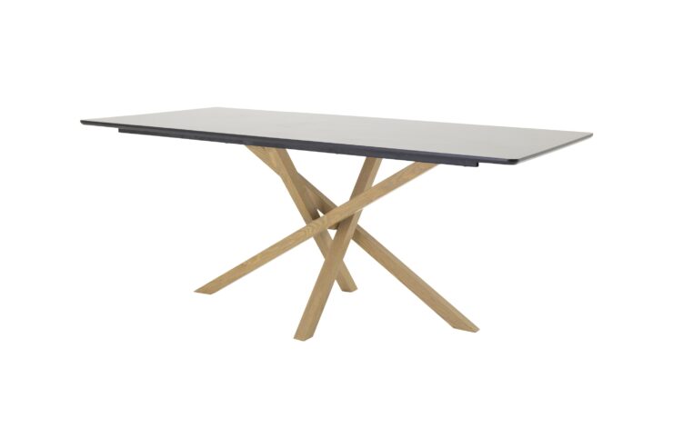 Piazza – Table à manger rectangulaire – Naturel, Blanc, Noir – 180 x 90 cm