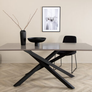 Piazza – Table à manger rectangulaire – Noir, Gris foncé, Gris – 180 x 90 cm
