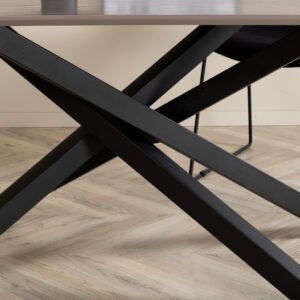 Piazza – Table à manger rectangulaire – Noir, Gris foncé, Gris – 180 x 90 cm