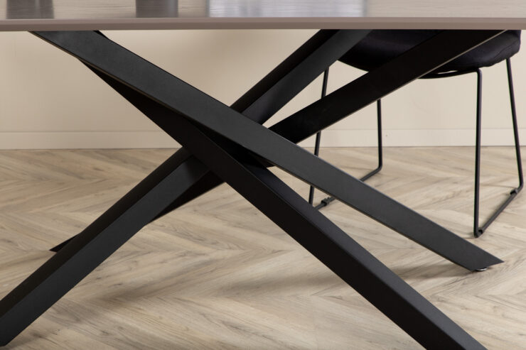 Piazza – Table à manger rectangulaire – Noir, Gris foncé, Gris – 180 x 90 cm