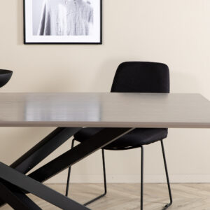 Piazza – Table à manger rectangulaire – Noir, Gris foncé, Gris – 180 x 90 cm