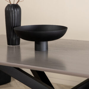 Piazza – Table à manger rectangulaire – Noir, Gris foncé, Gris – 180 x 90 cm