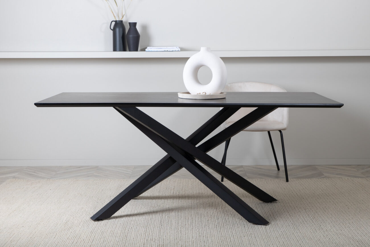 Piazza – Table à manger rectangulaire – Noir – 180 x 90 cm