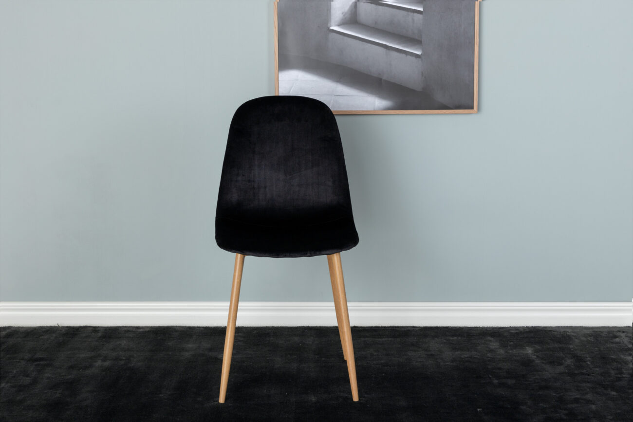 Polar – Chaise de salle à manger – Noir, Naturel – 53 x 88 x 46 cm