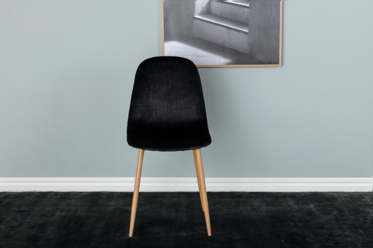 Polar – Chaise de salle à manger – Noir, Naturel – 53 x 88 x 46 cm