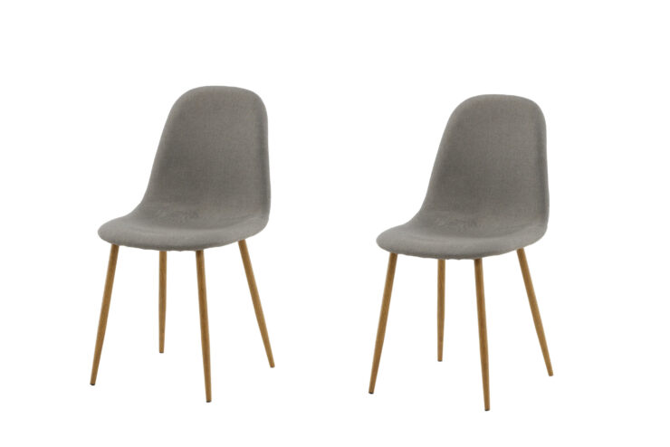 Polar – Chaise de salle à manger – Naturel, Gris – 53 x 88 x 46 cm
