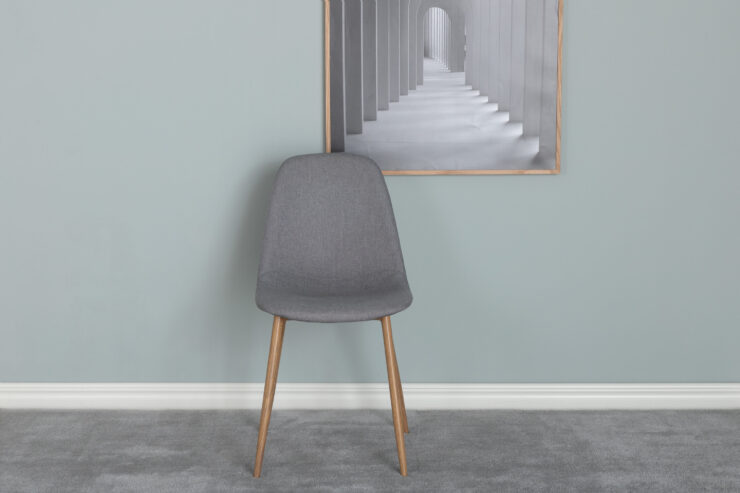 Polar – Chaise de salle à manger – Naturel, Gris – 53 x 88 x 46 cm