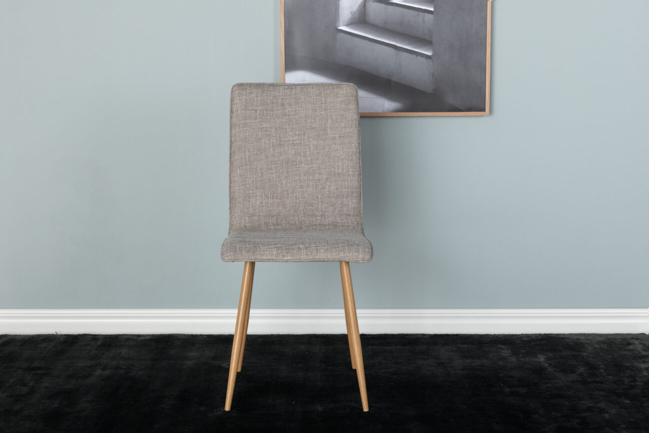 Windu – Chaise de salle à manger – Naturel, Gris clair – 49 x 94 x 43 cm