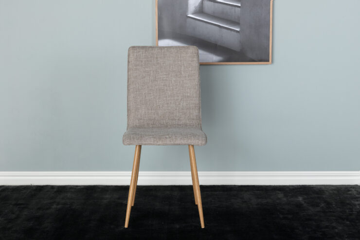 Windu – Chaise de salle à manger – Naturel, Gris clair – 49 x 94 x 43 cm