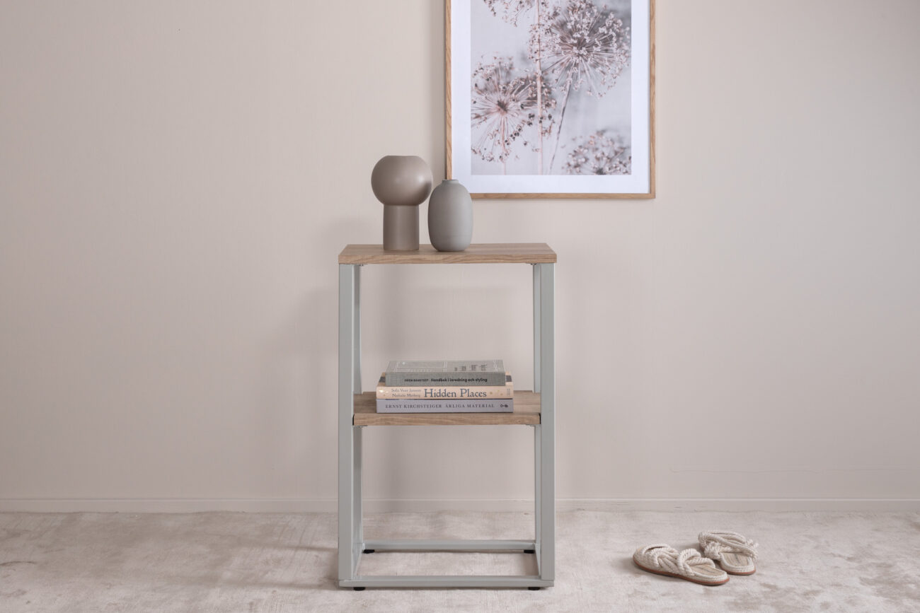 Rise – Table de chevet – Gris, Naturel – 45 x 30 cm