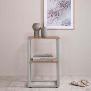 Rise – Table de chevet – Gris, Naturel – 45 x 30 cm