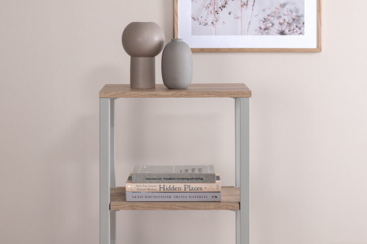 Rise – Table de chevet – Gris, Naturel – 45 x 30 cm