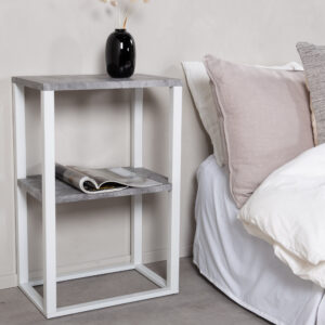 Rise – Table de chevet – Blanc, Gris – 45 x 30 cm