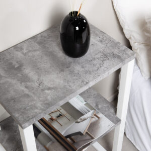 Rise – Table de chevet – Blanc, Gris – 45 x 30 cm