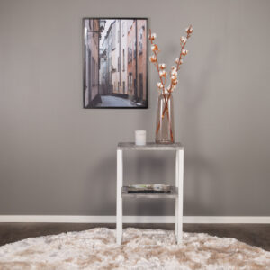 Rise – Table de chevet – Blanc, Gris – 45 x 30 cm