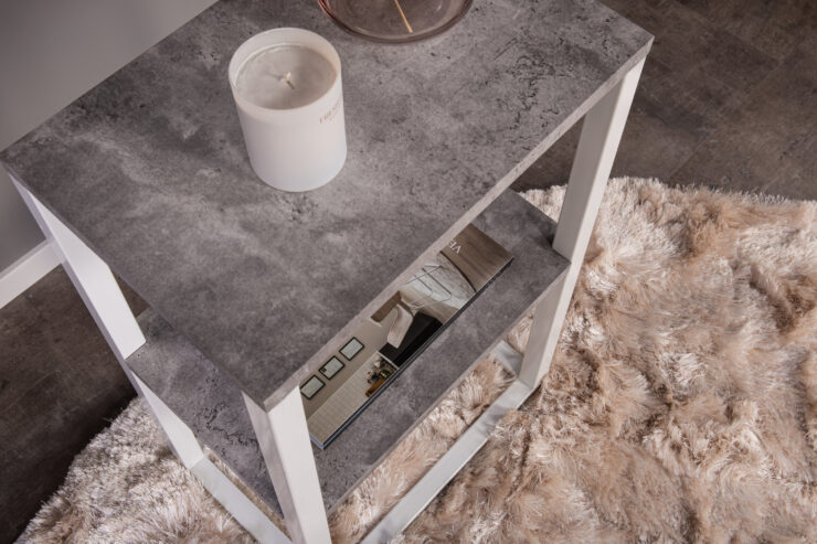 Rise – Table de chevet – Blanc, Gris – 45 x 30 cm