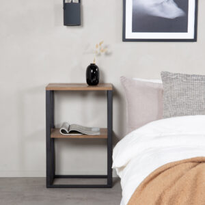 Rise – Table de chevet – Noir, Naturel – 45 x 30 cm