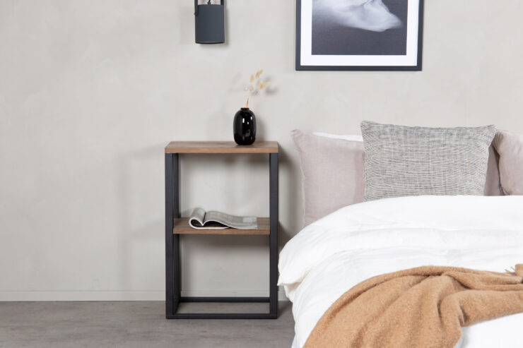 Rise – Table de chevet – Noir, Naturel – 45 x 30 cm