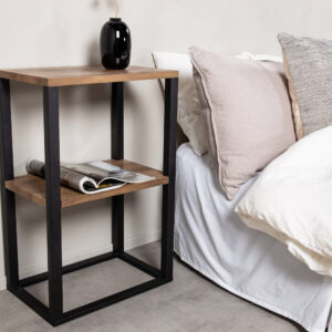 Rise – Table de chevet – Noir, Naturel – 45 x 30 cm