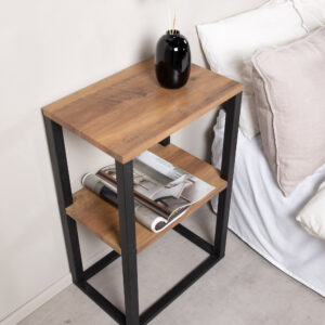 Rise – Table de chevet – Noir, Naturel – 45 x 30 cm