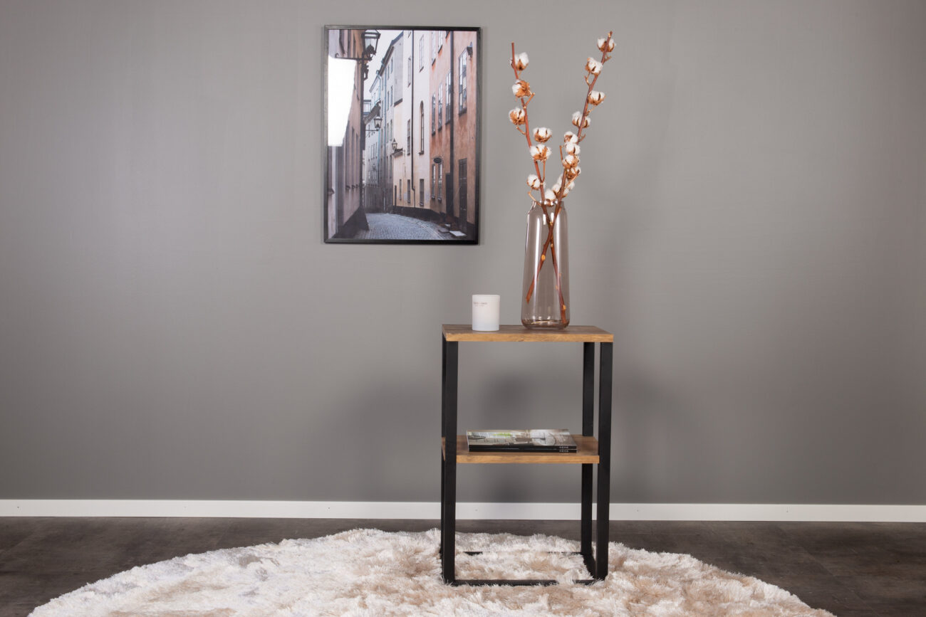 Rise – Table de chevet – Noir, Naturel – 45 x 30 cm