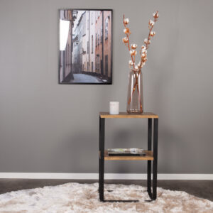 Rise – Table de chevet – Noir, Naturel – 45 x 30 cm