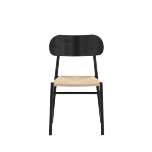 Polly – Chaise de salle à manger – Noir, Naturel – 50 x 80 x 45 cm