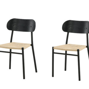 Polly – Chaise de salle à manger – Noir, Naturel – 50 x 80 x 45 cm