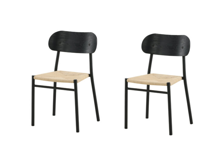 Polly – Chaise de salle à manger – Noir, Naturel – 50 x 80 x 45 cm