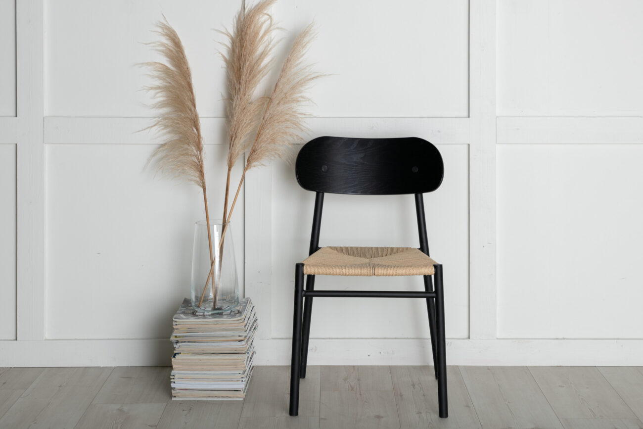 Polly – Chaise de salle à manger – Noir, Naturel – 50 x 80 x 45 cm