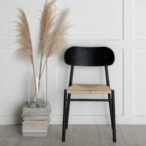 Polly – Chaise de salle à manger – Noir, Naturel – 50 x 80 x 45 cm