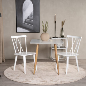 Polar – Table à manger rectangulaire – Naturel, Blanc – 80 x 80 cm