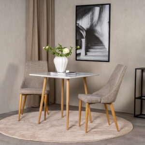 Polar – Table à manger rectangulaire – Naturel, Blanc – 80 x 80 cm