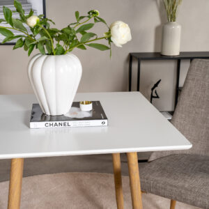 Polar – Table à manger rectangulaire – Naturel, Blanc – 80 x 80 cm