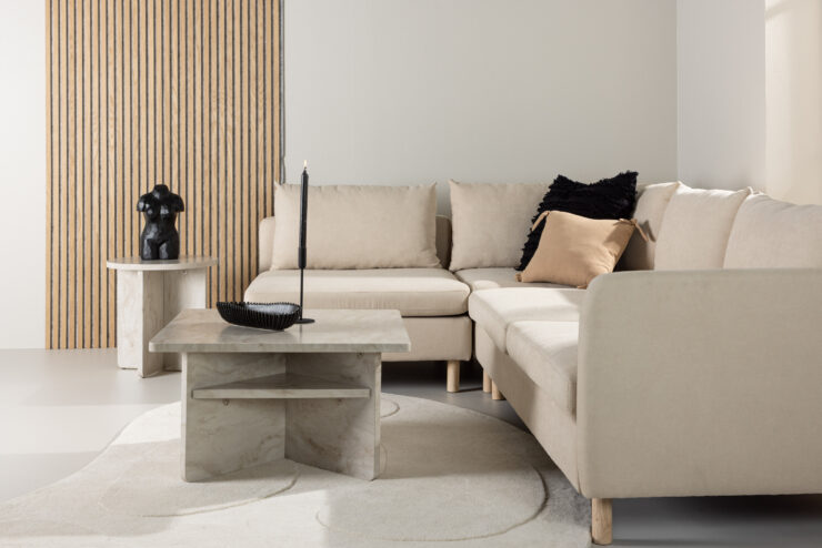 Zero – Canapé 3 places – Beige, Naturel – 195 x 83 x 295 cm