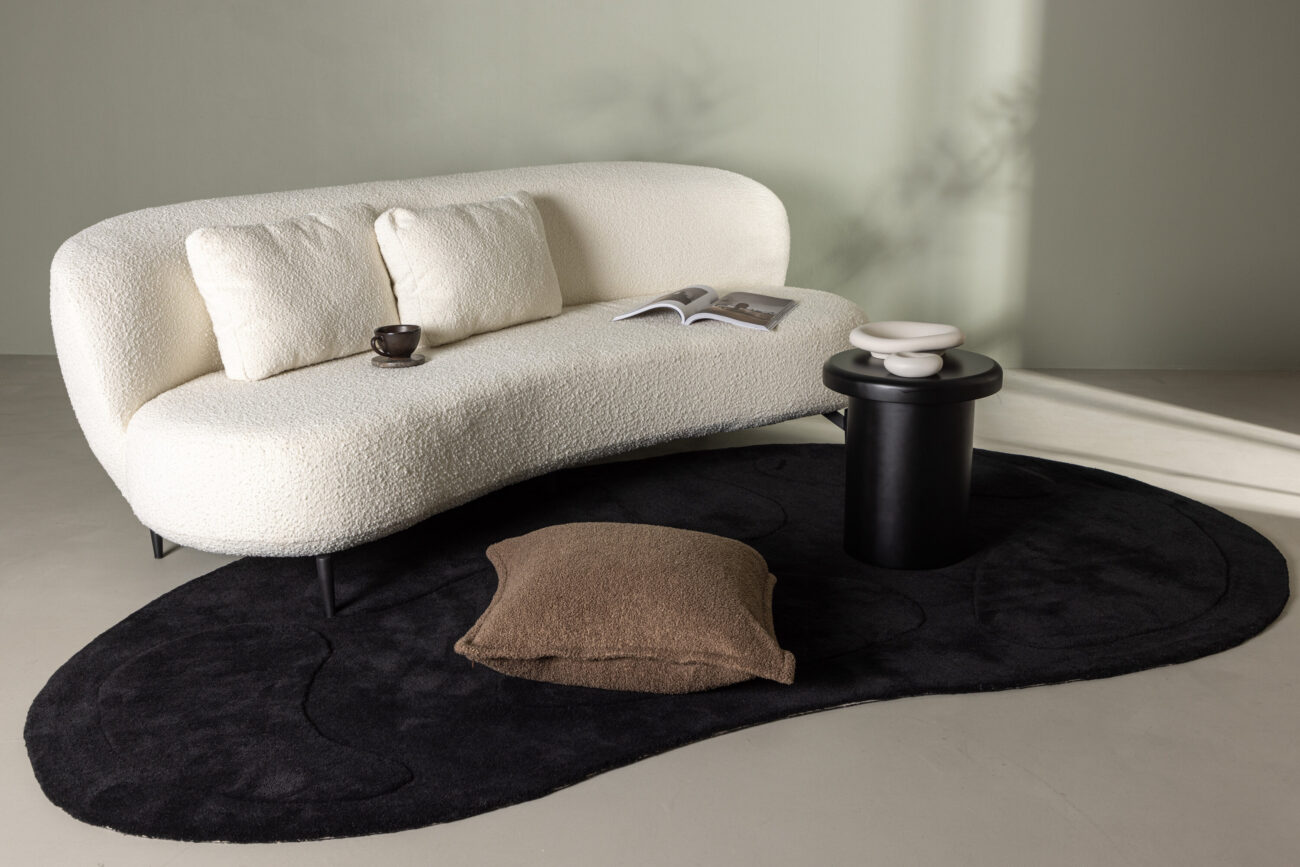 Luna – Canapé 3 places – Noir, Blanc – 100 x 80 x 224 cm