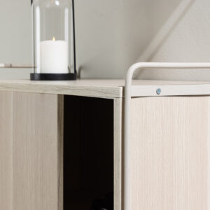 Paris – Meuble de rangement – Beige, Blanchi – 35 x 68 x 60 cm