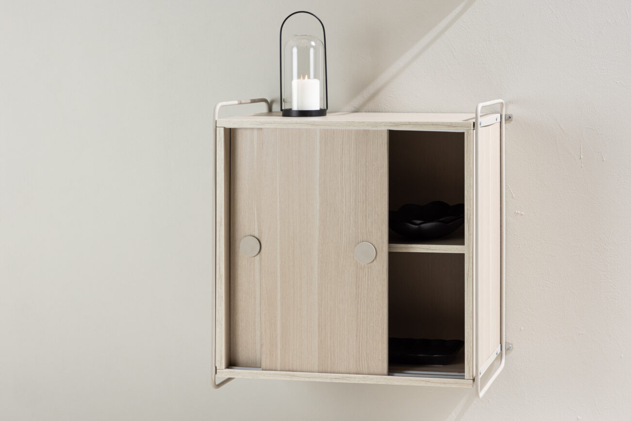 Paris – Meuble de rangement – Beige, Blanchi – 35 x 68 x 60 cm