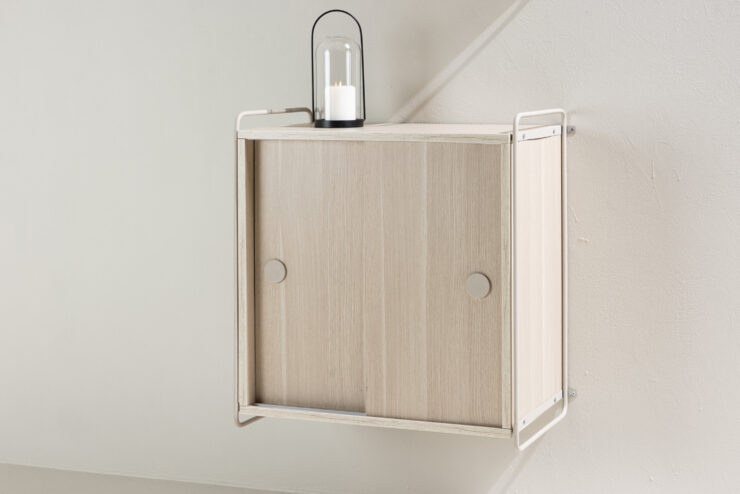 Paris – Meuble de rangement – Beige, Blanchi – 35 x 68 x 60 cm