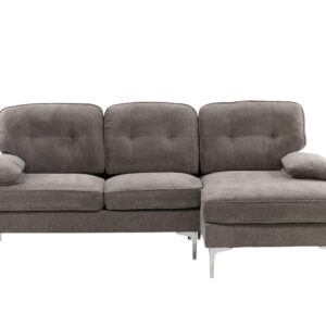 Remis – Canapé 3 places – Chrome, Gris foncé – 85 x 89 x 241|118 cm