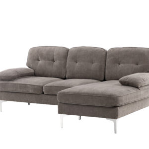 Remis – Canapé 3 places – Chrome, Gris foncé – 85 x 89 x 241|118 cm